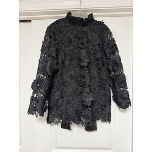 Tuckernuck, Black Guipure Lace Faye Blouse, Womens Size Medium